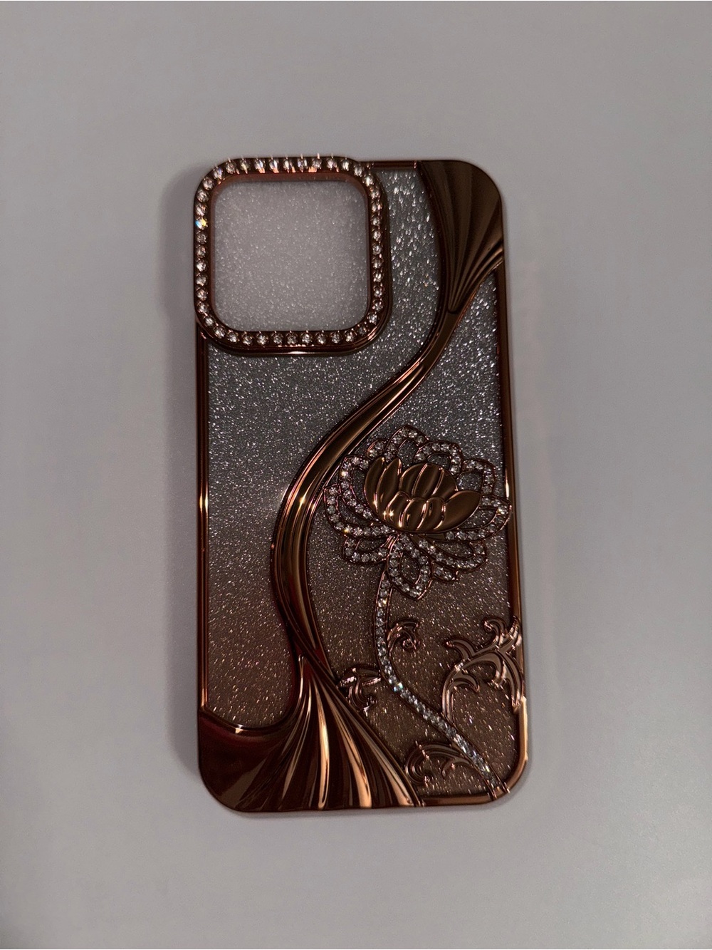 Rose Gold Floral Sparkle Protective Phone Case